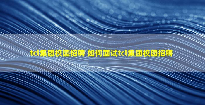 tcl*校园招聘 如何面试tcl*校园招聘